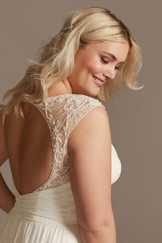 Beaded Cutout Back Chiffon Tall Plus Wedding Dress 4XL9WG4003