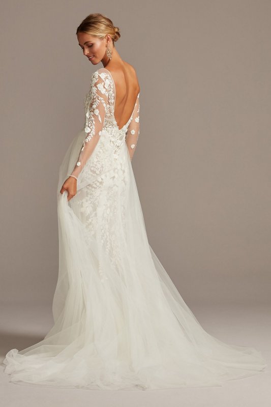 Floral Illusion Tall Bodysuit Wedding Dress 4XLSWG851