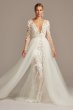 Floral Illusion Tall Bodysuit Wedding Dress 4XLSWG851