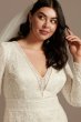 Sequined Plus Size Wedding Dress with Scallop Hem 8MS251236