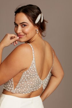 Spaghetti Strap Plus Size Wedding Separates Top 9DS150791