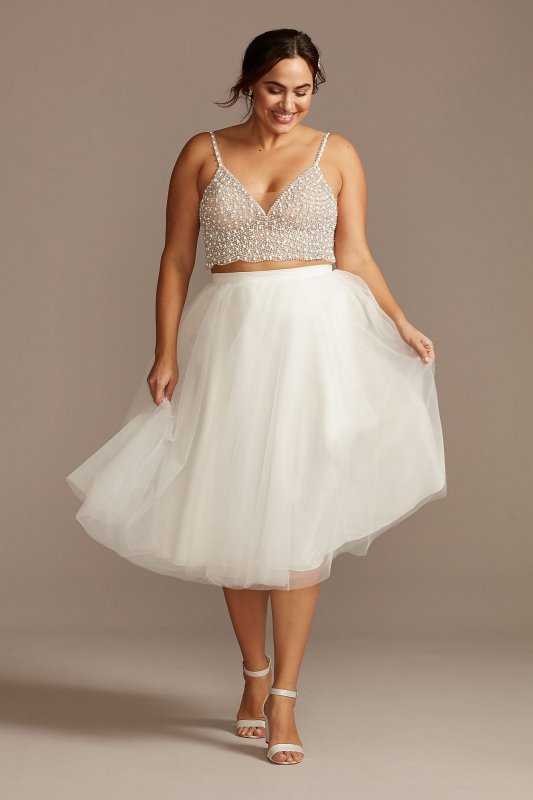 Spaghetti Strap Plus Size Wedding Separates Top 9DS150791