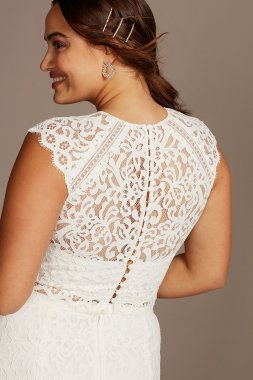 Button Back Lace Plus Size Wedding Separates Top 9DS150848