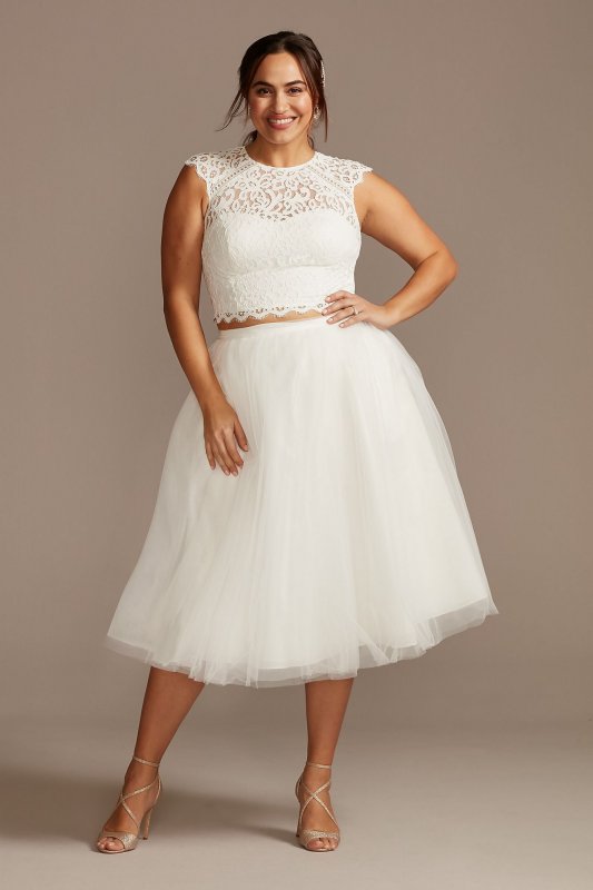 Button Back Lace Plus Size Wedding Separates Top 9DS150848