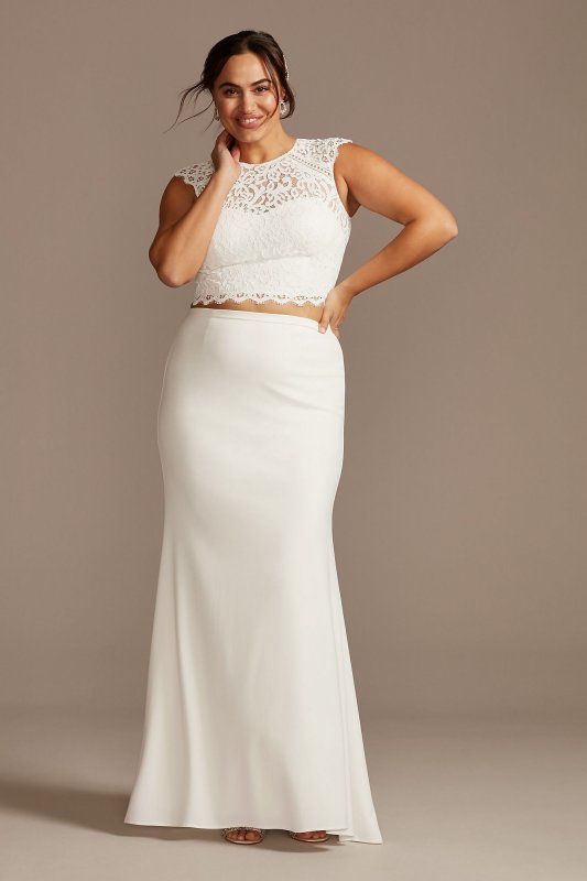 Button Back Lace Plus Size Wedding Separates Top 9DS150848