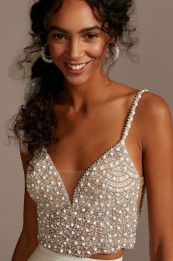 Embellished Spaghetti Strap Wedding Separates Top DS150791