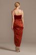 Pleated Bodice Spaghetti Strap Satin Tulip Dress DS270104