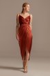 Pleated Bodice Spaghetti Strap Satin Tulip Dress DS270104