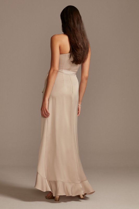 One Shoulder Crepe Satin Ruffle Bridesmaid Dress F20207