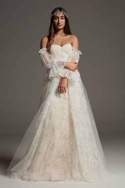 Lace Overskirt Wedding Dress VW351590