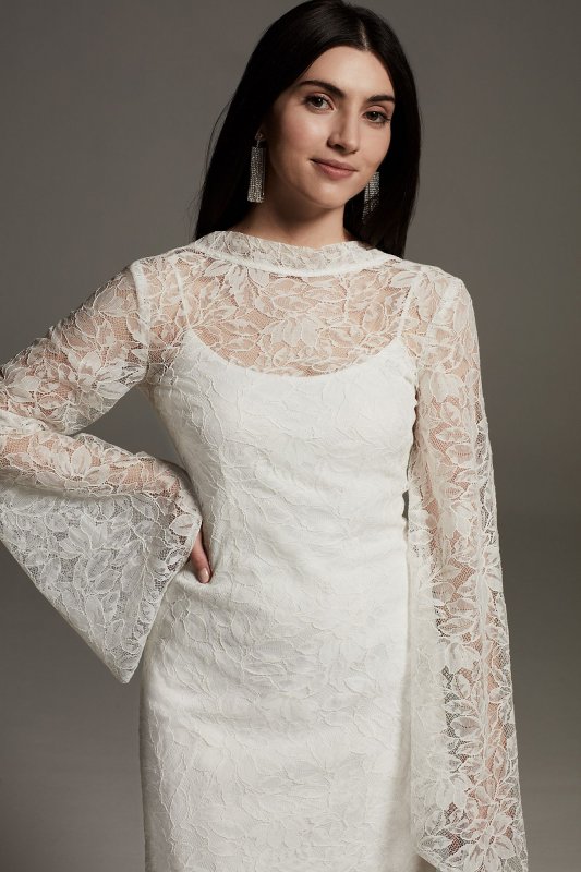 Lace Long Sleeve Mini Dress VW351606