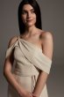 Crepe Bridesmaid Dress with Swags and Slit VW360539