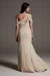 Crepe Bridesmaid Dress with Swags and Slit VW360539