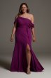 Crepe Bridesmaid Dress with Swags and Slit VW360539