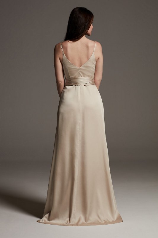 Charmeuse Bridesmaid Dress with Deep V-Neckline VW360549