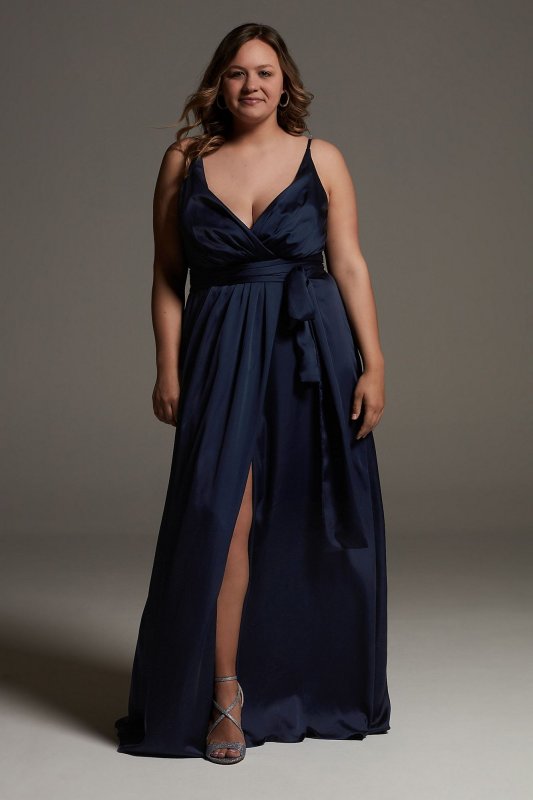Charmeuse Bridesmaid Dress with Deep V-Neckline VW360549