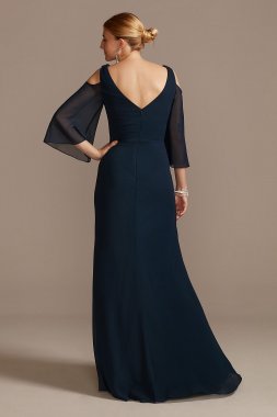 Chiffon A-Line Gown with Cold Shoulder Beading WBM2128