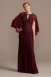 Glitter Lace Sheath Dress with Cape Sleeves WBM2132