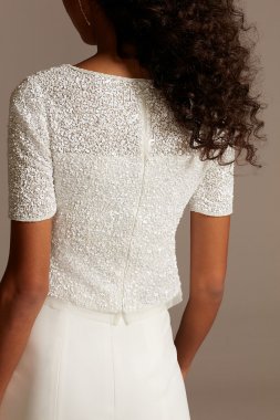 Sequin Beaded Illusion Wedding Separates Top WGIN0856