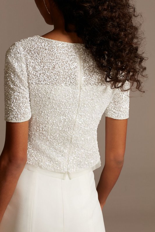 Sequin Beaded Illusion Wedding Separates Top WGIN0856