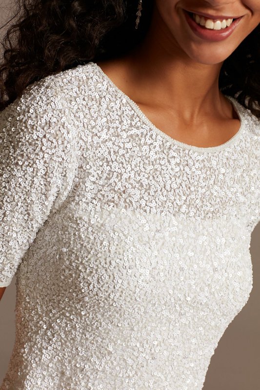 Sequin Beaded Illusion Wedding Separates Top WGIN0856