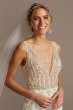 Sheer Plunge Beaded Corset Tall Wedding Dress 4XLSWG865