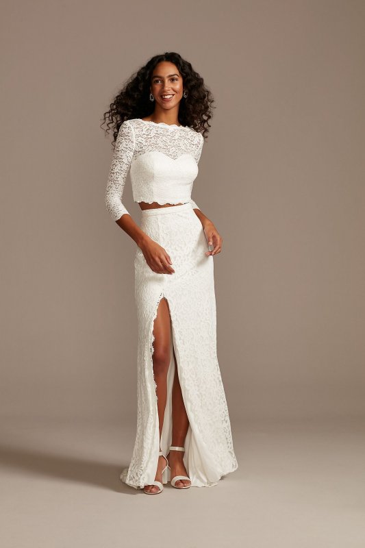Stretch Lace Wedding Separates Skirt with Slit DS150828