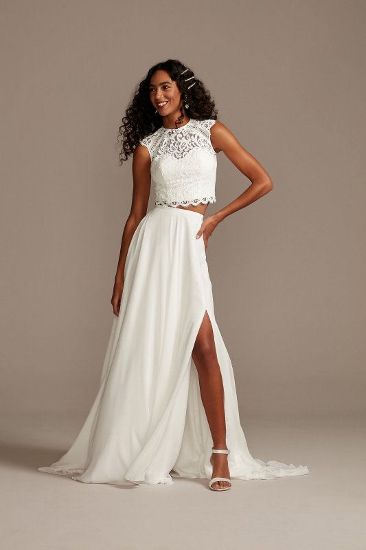 Stretch Lace Wedding Separates Skirt with Slit DS150828