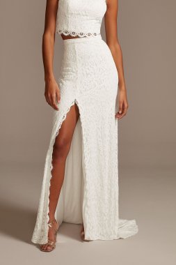 Stretch Lace Wedding Separates Skirt with Slit DS150828