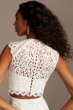 Button Back Lace Cap Sleeve Wedding Separates Top DS150848