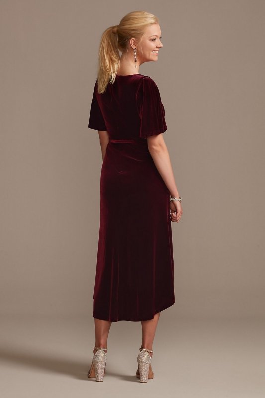 Velvet Flutter Sleeve Midi Dress with Tie Waist DS270123