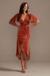 Velvet Flutter Sleeve Midi Dress with Tie Waist DS270123