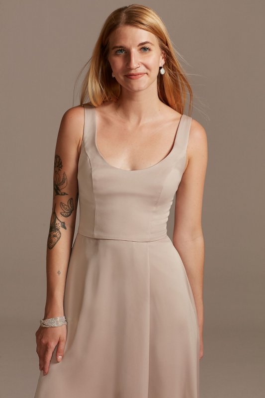 Crepe-Back Satin Scoop Tank Short Bridesmaid Dress F20244