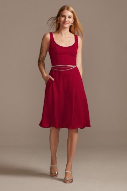 Crepe-Back Satin Scoop Tank Short Bridesmaid Dress F20244