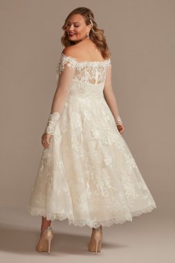 Off Shoulder Applique Tall Plus Wedding Dress 4XL8CWG902
