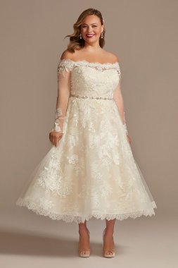 Off Shoulder Applique Tall Plus Wedding Dress 4XL8CWG902