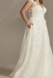 Cap Sleeve 3D Floral Lace Tall Plus Wedding Dress 4XL8CWG907