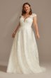 Cap Sleeve 3D Floral Lace Tall Plus Wedding Dress 4XL8CWG907