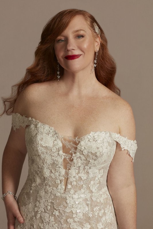Tall Plus Embellished Lace Swag Wedding Dress 4XL9LSSWG899