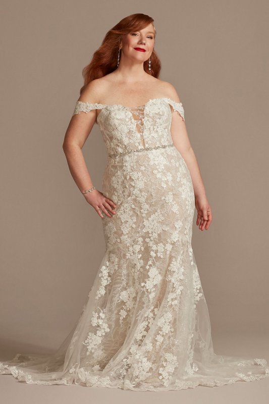 Tall Plus Embellished Lace Swag Wedding Dress 4XL9LSSWG899
