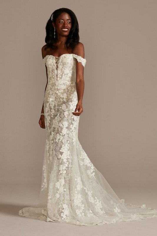 Tall Illusion Lace Bodysuit Wedding Dress 4XLMBSWG899
