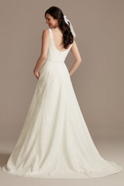 Lace A-Line Square Neck Tall Wedding Dress 4XLWG4046