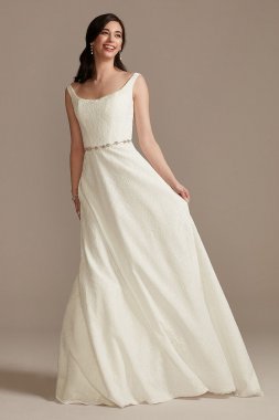 Lace A-Line Square Neck Tall Wedding Dress 4XLWG4046