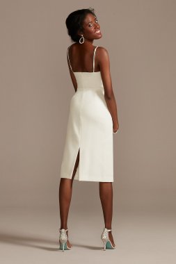 Stretch Crepe Keyhole Spaghetti Strap Midi Dress 56937DB1