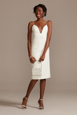 Stretch Crepe Keyhole Spaghetti Strap Midi Dress 56937DB1
