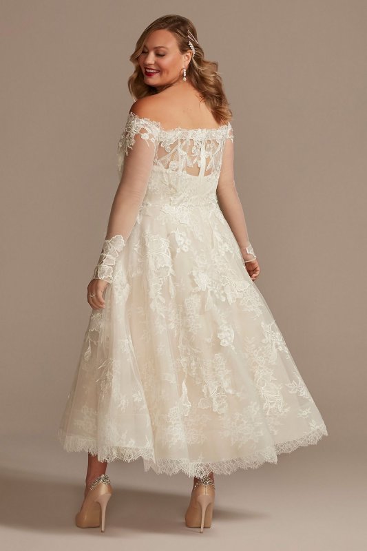 Off Shoulder Applique Plus Size Wedding Dress 8CWG902