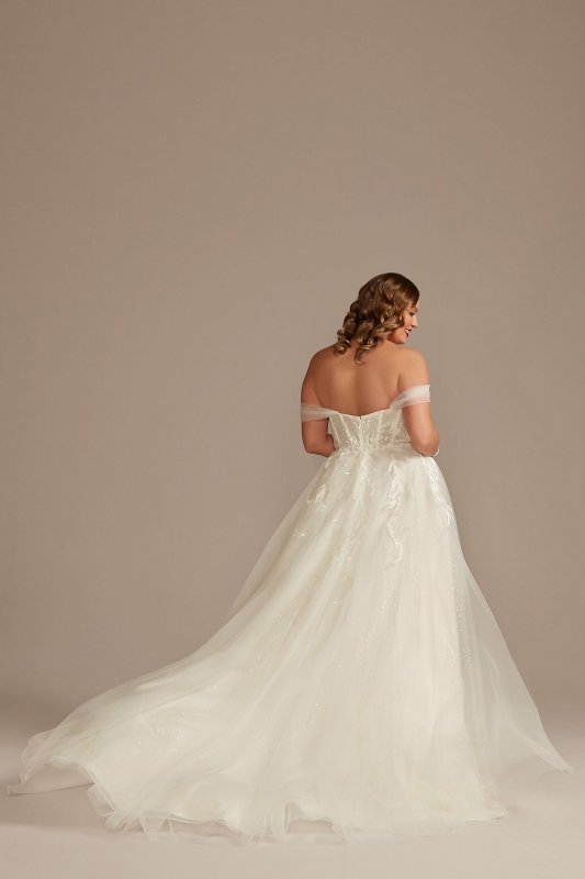Removable Straps Tulle Plus Size Wedding Dress 9LSSWG898