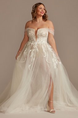 Plus Tulle Bodysuit Wedding Dress with Straps 9MBSWG898