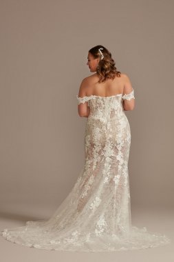 Embellished Illusion Lace Plus Size Wedding Dress 9MBSWG899