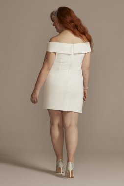 Short Off Shoulder Cuff Neckline Crepe Plus Dress 9SDWG0978